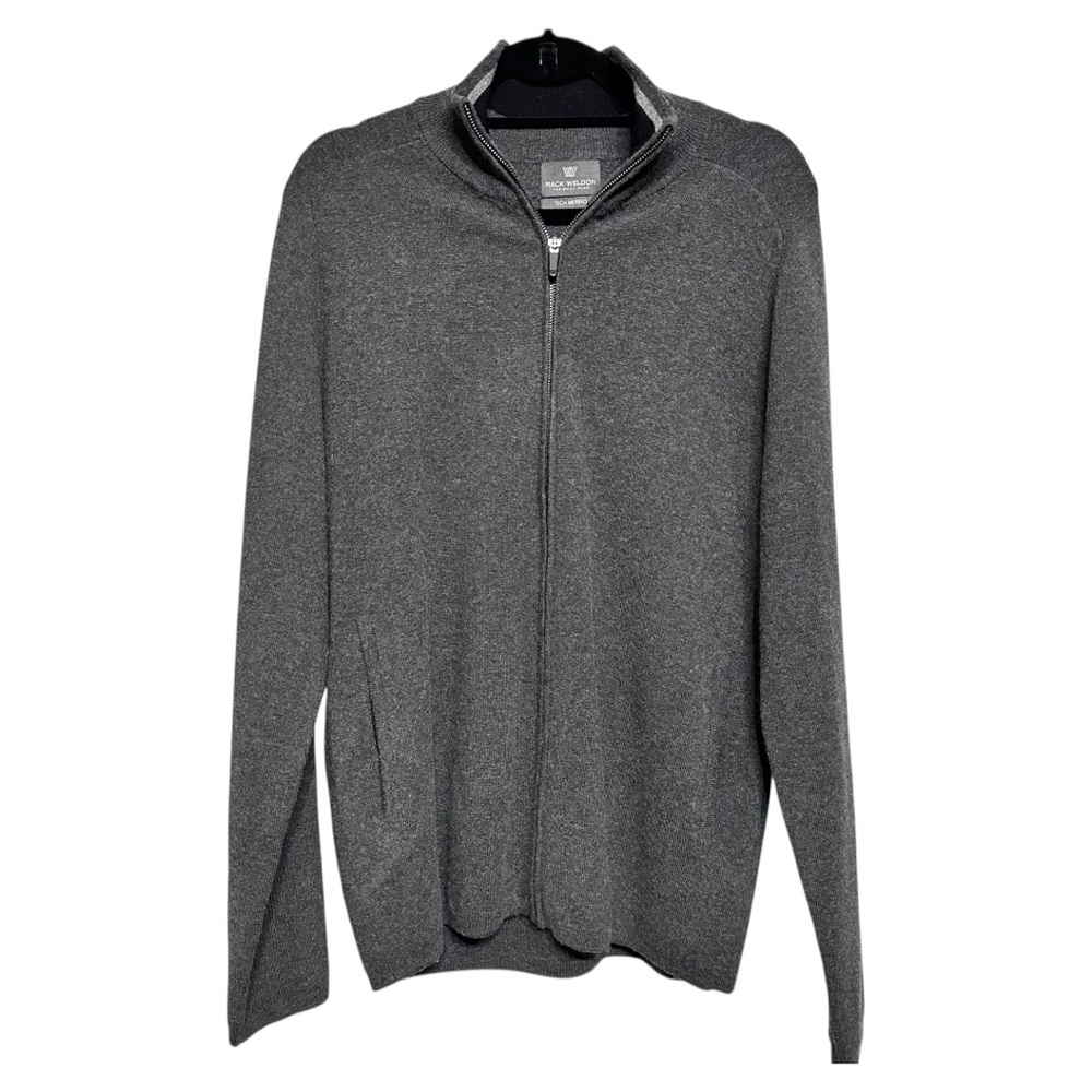 Mack Weldon Tech Merino Full-Zip Sweater Gray Size: Med Men's